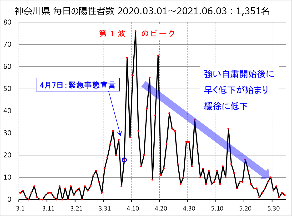 神奈川県第１波のグラフ